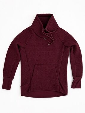 Athleta Burgundy Quilted Cowl Neck Hoodie
